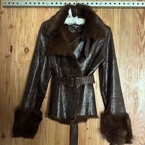 Bebe Leather and fur jacket